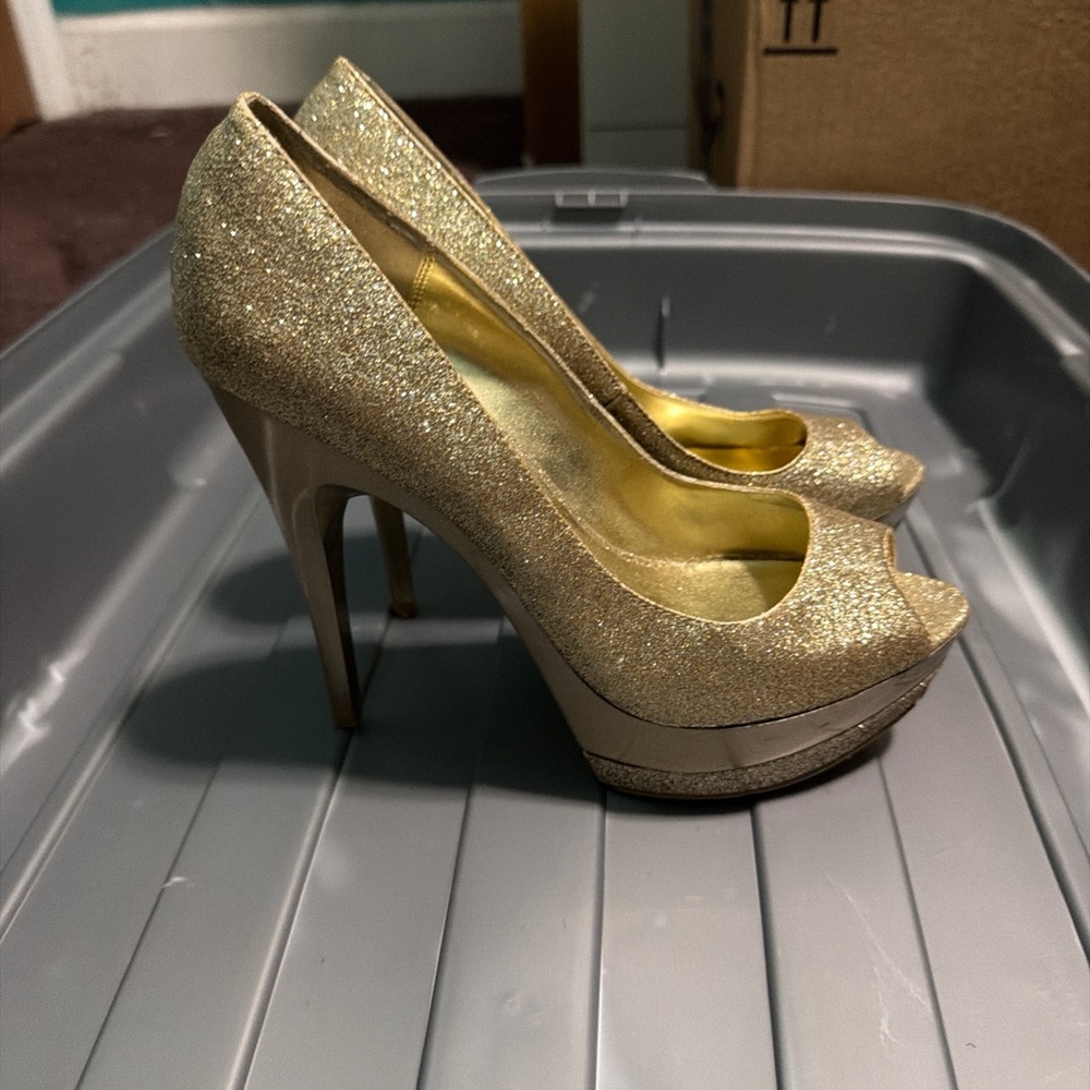 Wild Pair Gold Glitter Heels